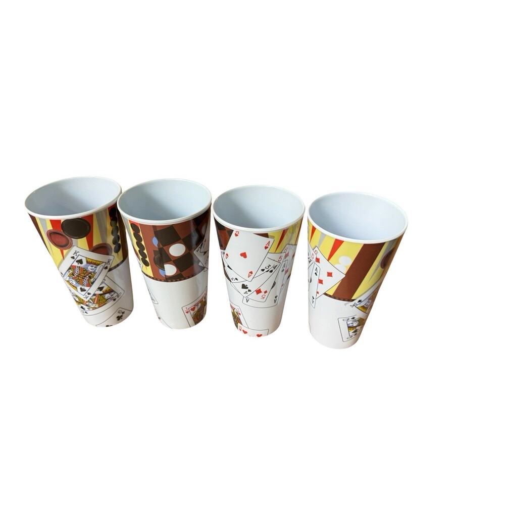 Gibson Casino Playing Cards Melamine Tumblers Cups Set of 4 Poker‎ Barware Vegas